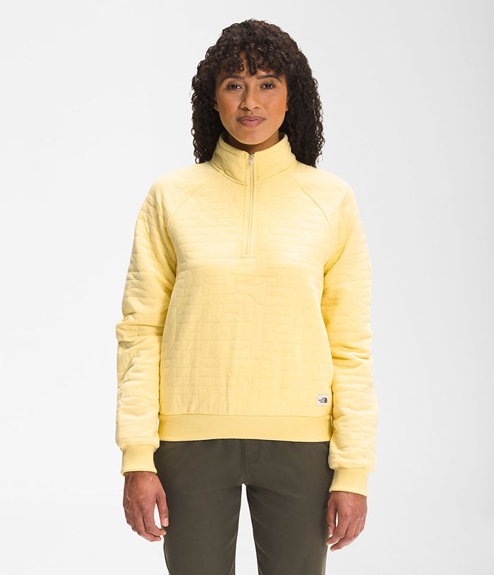 Pullover The North Face Mujer Longs Peak Quilted ¼ Zip - Colombia DWZLTH872 - Amarillo